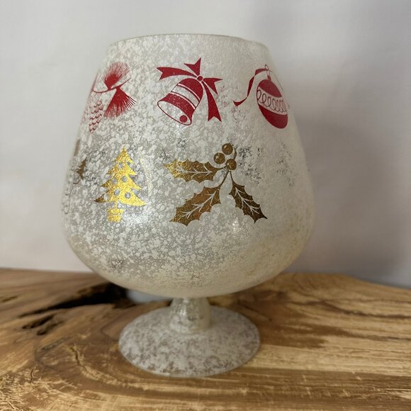 West Virginia Glass - Frosted - Confetti Splatter - Large Snifter - Christmas - Picture 1 of 9